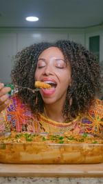 Instagram post by @onegreatvegan for Follow Your Heart. Caption reads: 🧀 This recipe is all about mixing bold, tropical....