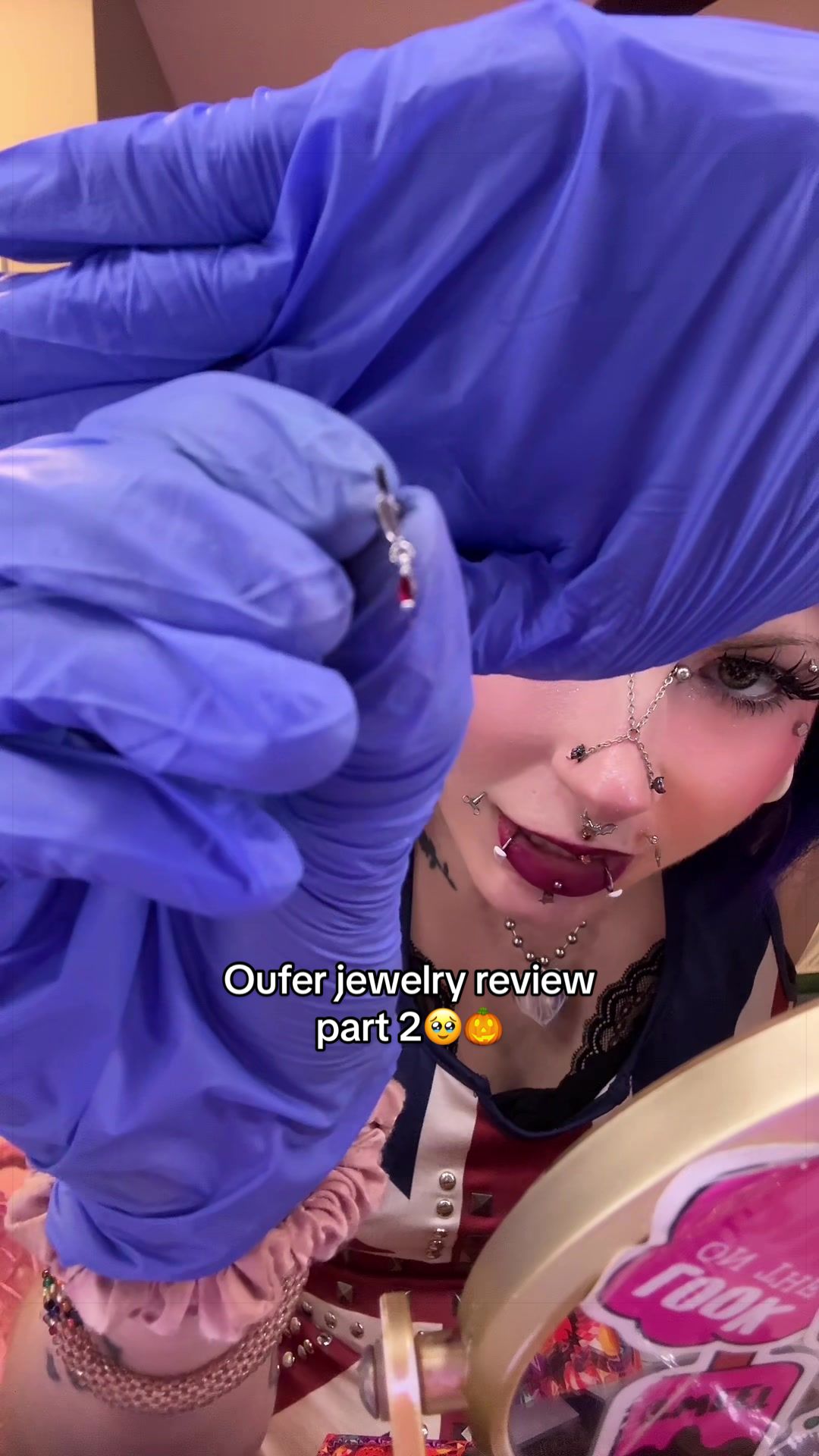 TikTok post by @broknheartedprincess for Oufer Body Jewelry Official. Caption reads: @Oufer Store spooky season🎃thank....