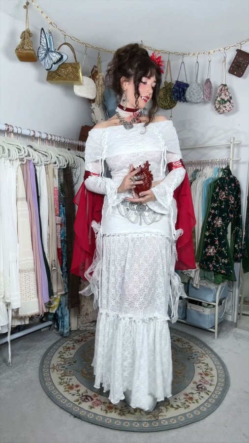 Instagram post by @k.aila.n for Minga London. Caption reads: styling how i’d dress if i was a vampire 🧛🏻‍♀️....