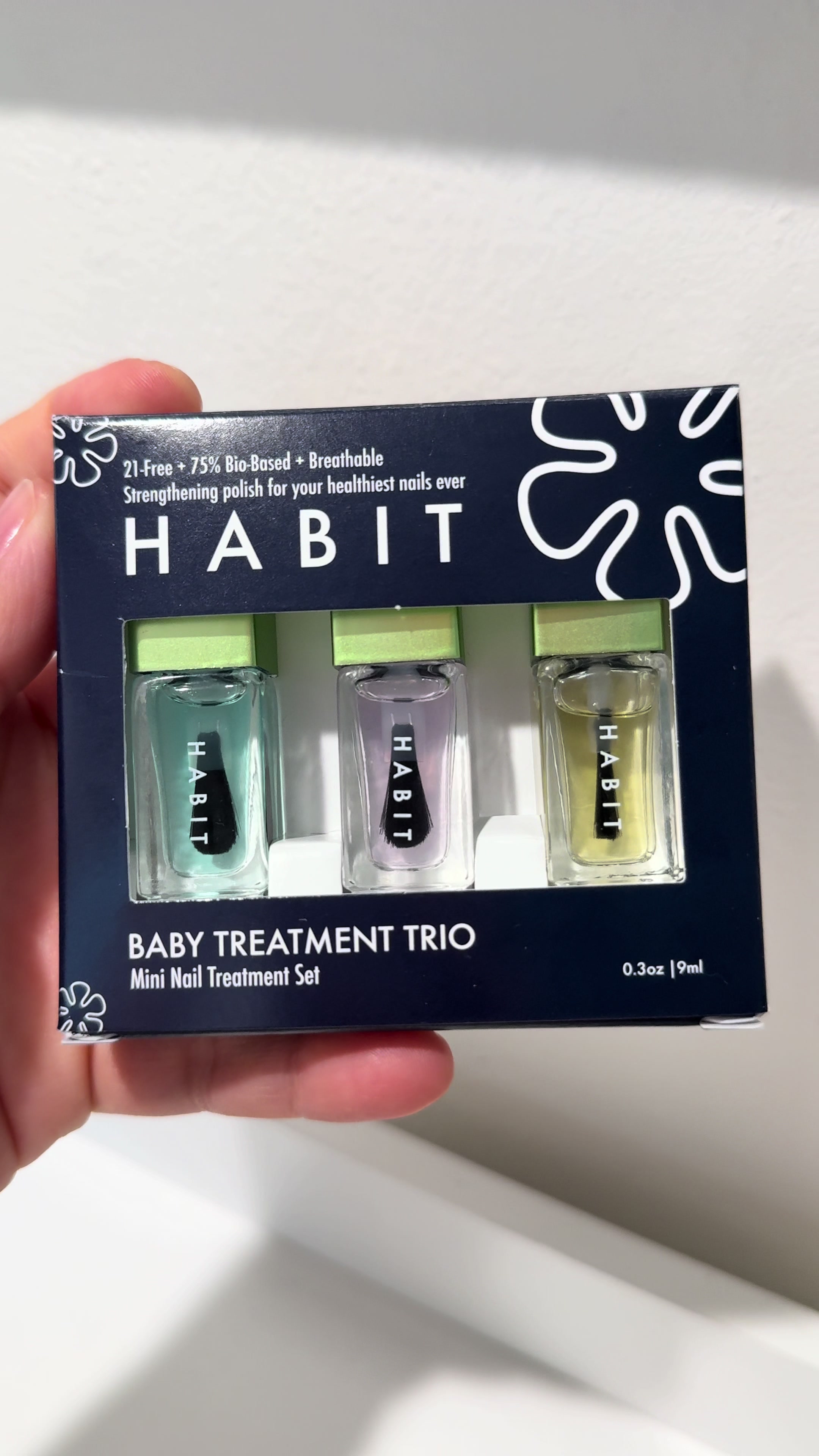 TikTok post by @diani007review for Habit Cosmetics. Caption reads: [...] with this Baby Treatment Trio from @Habit....