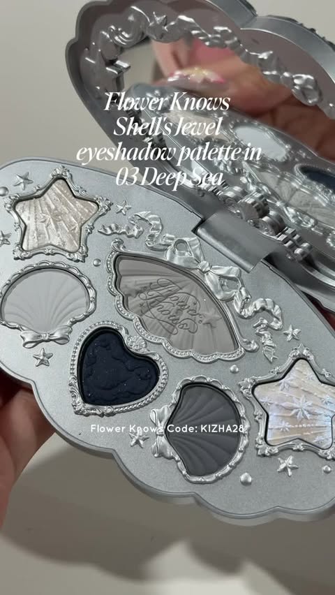 Instagram post by @kizha.nicolee for Flower Knows. Caption reads: Flower Knows Shell’s Jewel eyeshadow [...].