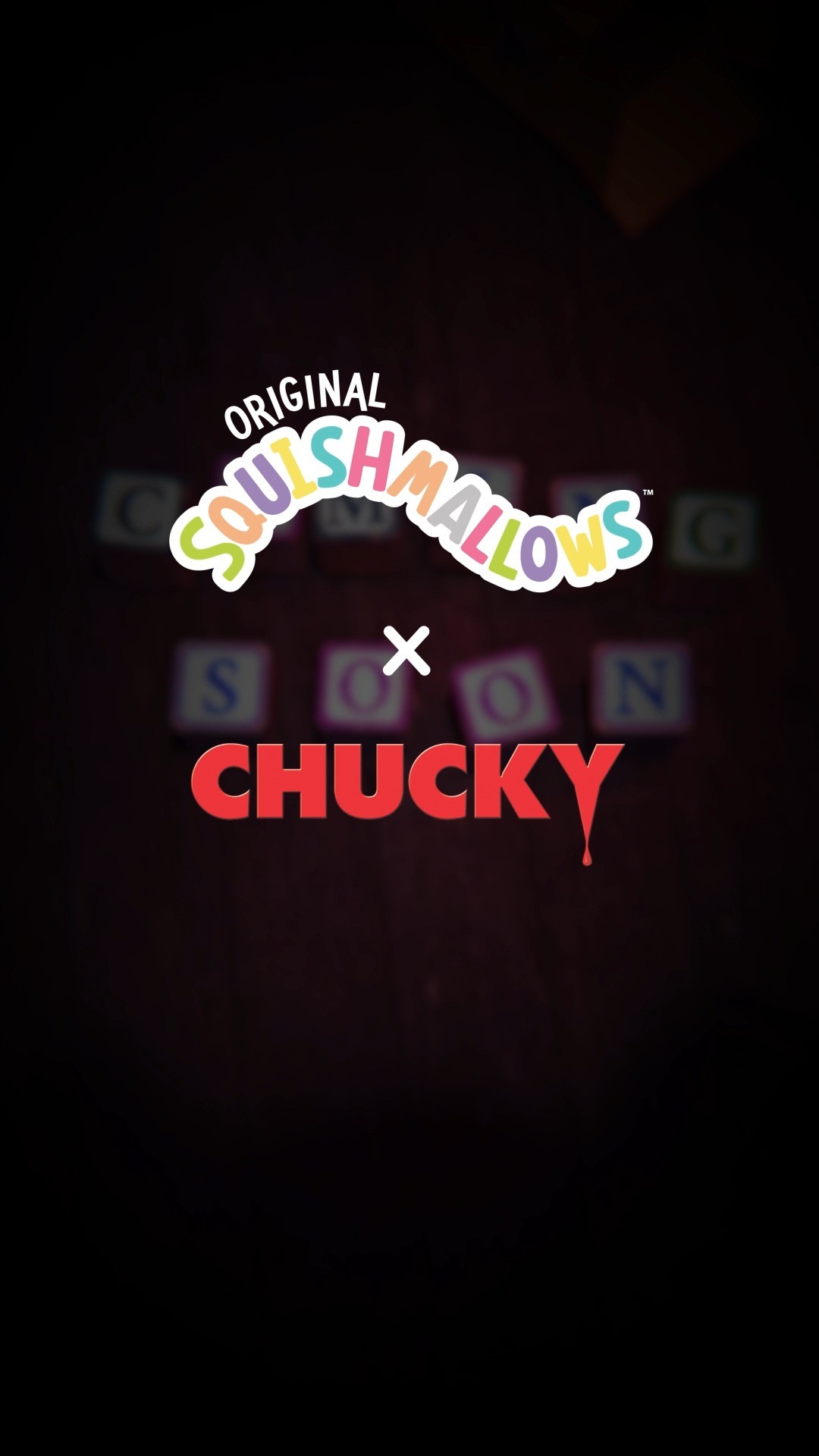 Instagram post by @chuckyisreal for Jazwares. Caption reads: Wanna play? 😈 Squishmallows x Chucky arrives this....