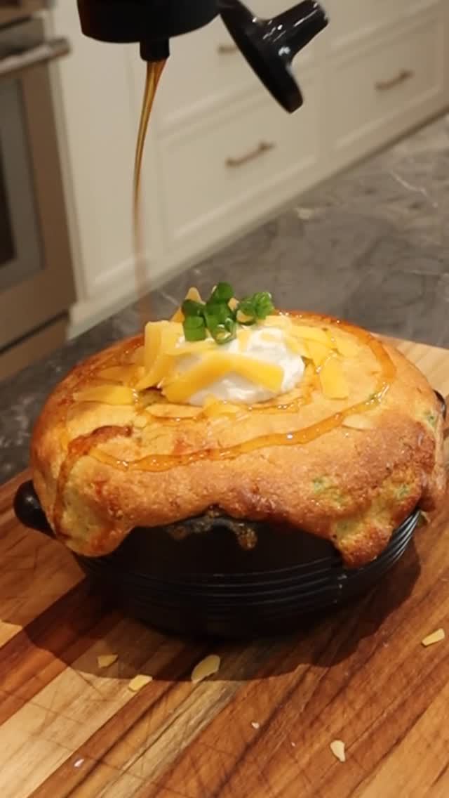 Instagram post by @imlandn for Chubbies. Caption reads: Chili Pot Pie.