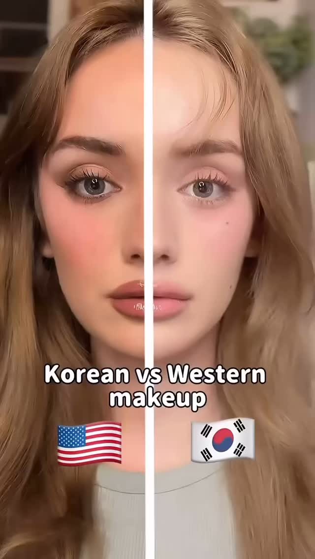 Instagram post by @pattylawliet for DearDahlia. Caption reads: Korean vs Western makeup, side by....