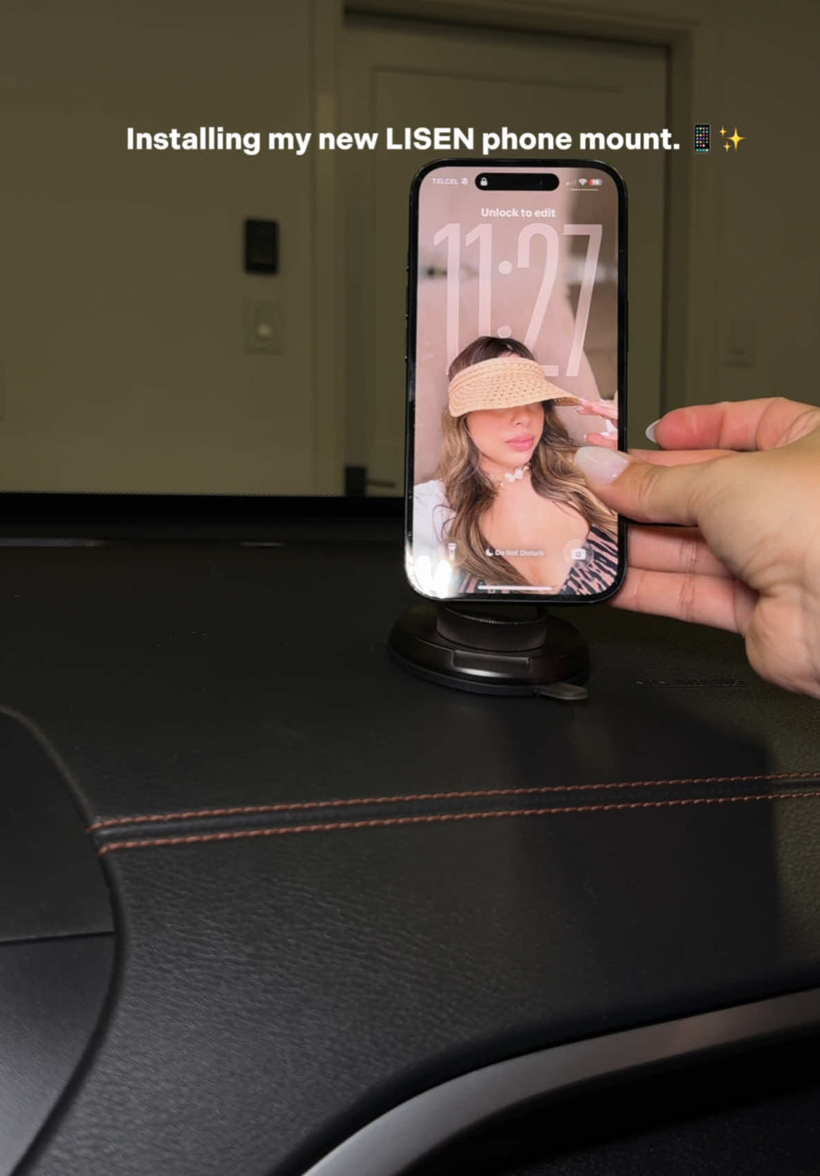 TikTok post by @jocelyn__p for LISEN. Caption reads: Part 55| My new Lisen phone mount 📱✨🧲@Lisen US....