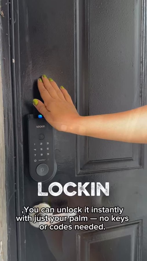 Instagram post by @americagaleri for Lockin. Caption reads: [...] your palm, the future has come!

#lockin....