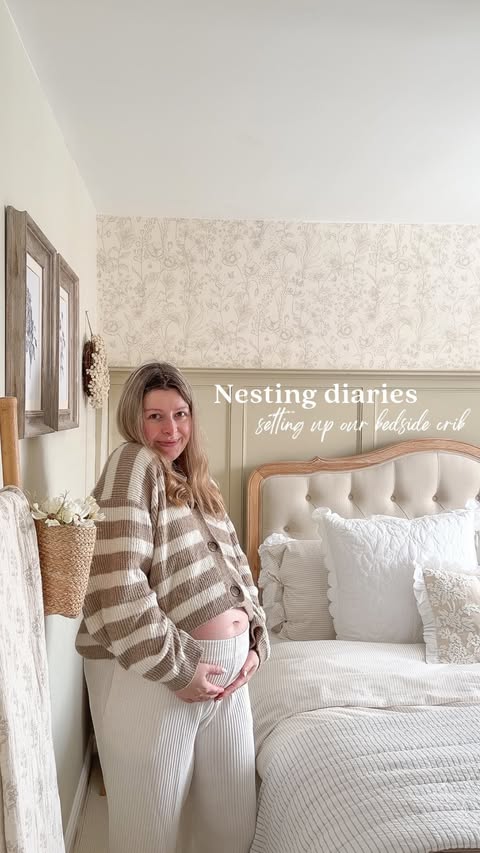 Instagram post by @herbieinthewillows_ for Mamas & Papas. Caption reads: ad Nesting diaries | Setting up our bedside crib!....