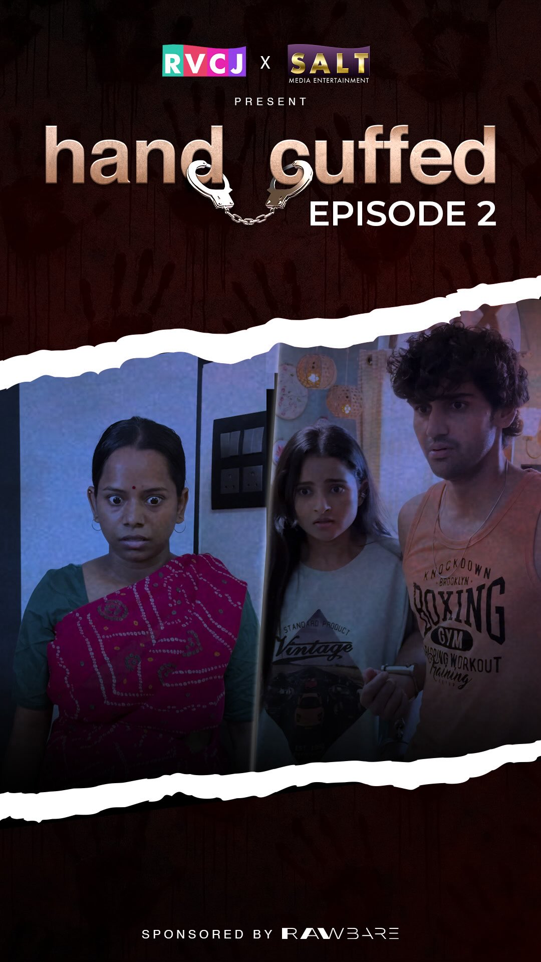 Instagram post by @theaarushibaruaah for RVCJ Media. Caption reads: Handcuffed - Episode 02 #reelseries ⚠️ DISCLAIMER:....