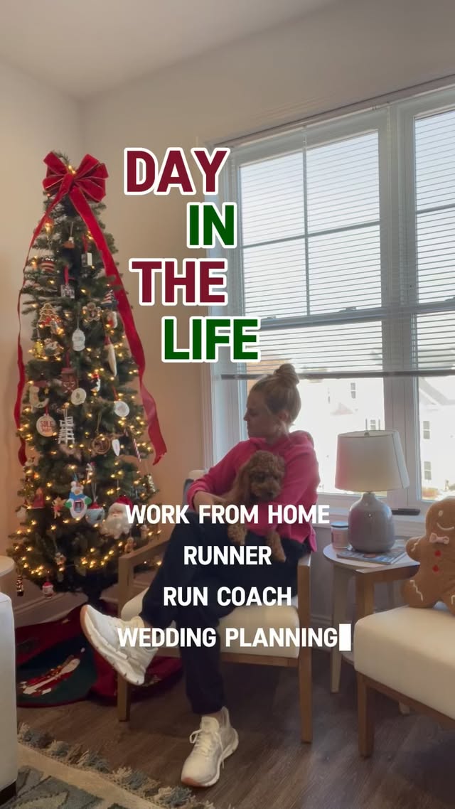 Instagram post by @court.marathon.runner for Senita Athletics. Caption reads: Day in the life 🕺🎄🏃🏼‍♀️🍝💻

Outfits:....