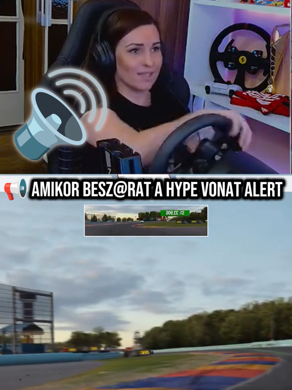 TikTok post by @raceforourdreams for Next Level Racing. Caption reads: [...] #gaming #viral #fyp #funny #magyar....