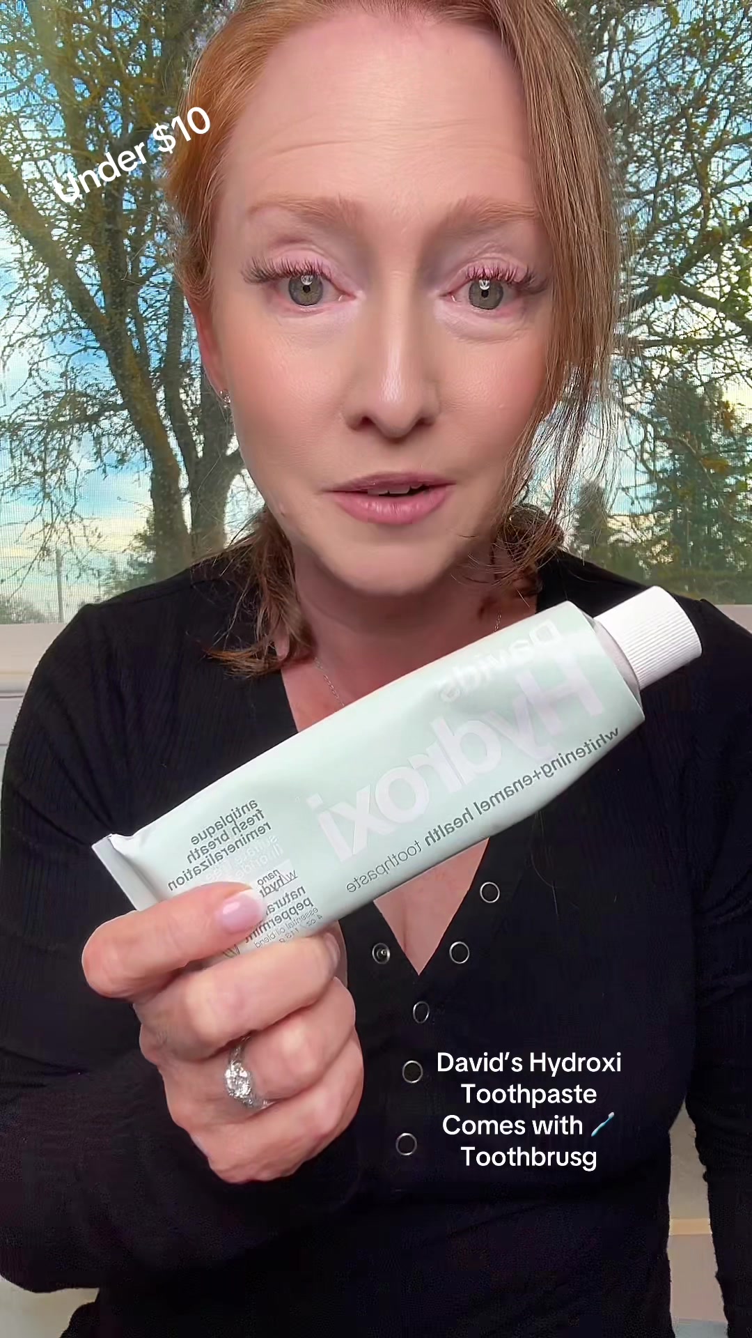 TikTok post by @hostjenn for Davids Natural Toothpaste. Caption reads: switched to this toothpaste because it’s made to....