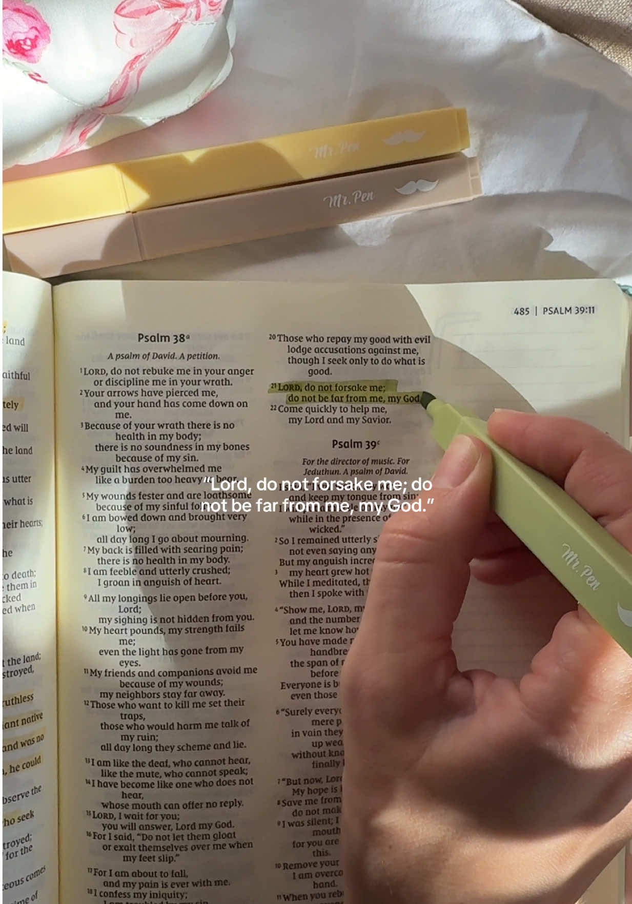TikTok post by @coffeeefeels for Mr. Pen. Caption reads: [...] Bible! Also love these highlighters by @Mr.....