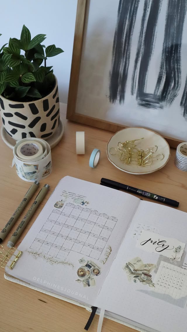 Instagram post by @delphinesjournal for Scribbles That Matter. Caption reads: [...] bullet journal? 📖 stationery: •....