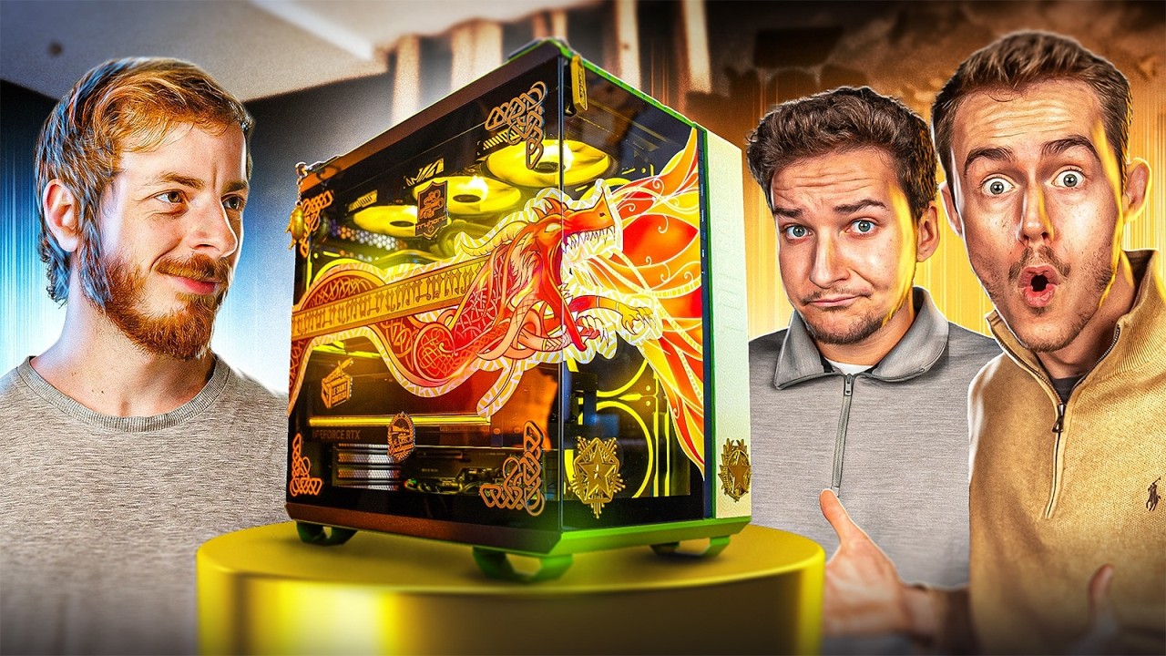 YouTube post by @FRHardware for Gvgmall. Caption reads: Le saint PC GAMER de CYRILmp4 ! (8000€).