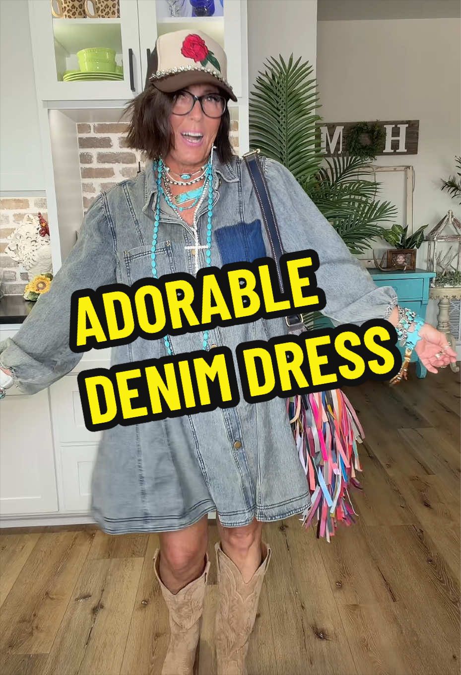 TikTok post by @twoboymom3 for Naeduo. Caption reads: [...] #denimdress #dressy #dressup #outfit @Naeduo.