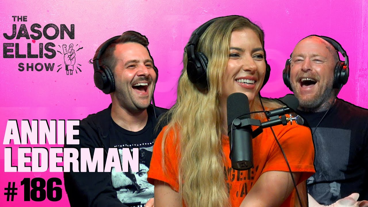 YouTube post by @JasonEllis2.0 for Neveneyewear. Caption reads: Road Rash with Annie Lederman | EP 186 | The Jason....