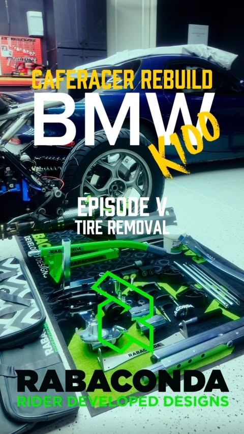 Instagram post by @peterbuilt_moto for Rabaconda. Caption reads: [...] scratched rims, now takes minutes. The....