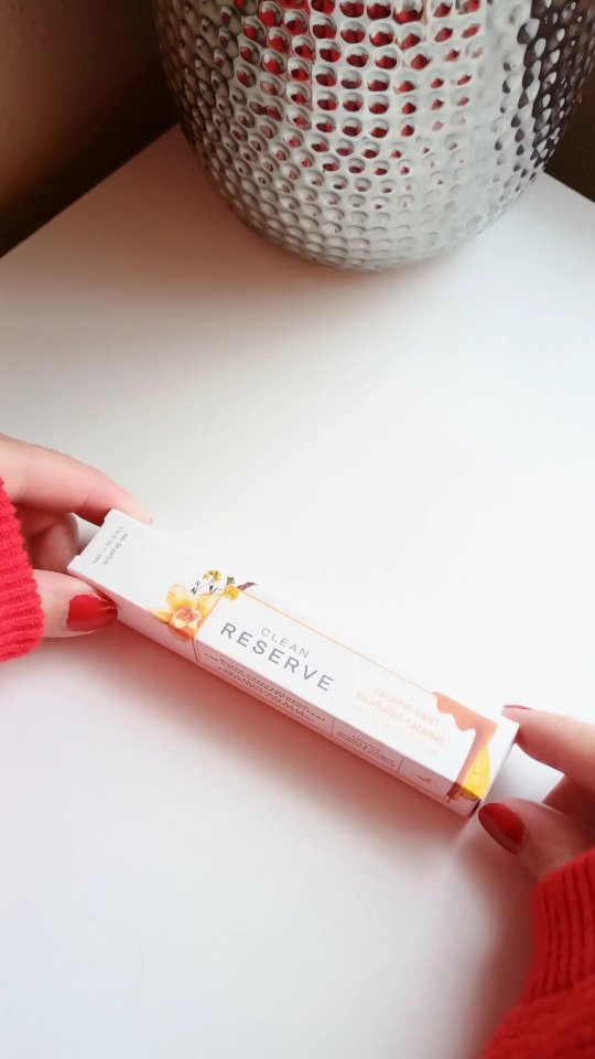 Instagram post by @alissa.denae for CLEAN BEAUTY COLLECTIVE. Caption reads: CLEAN Reserve Caramel Tourbillion Swirl is a dream....