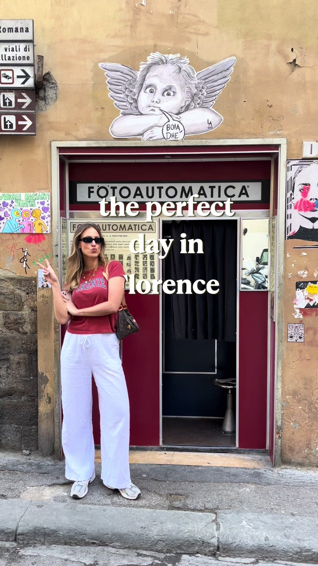 TikTok post by @emmakatehall for Skyscanner. Caption reads: [...] perfect day in Florence, Italy with....