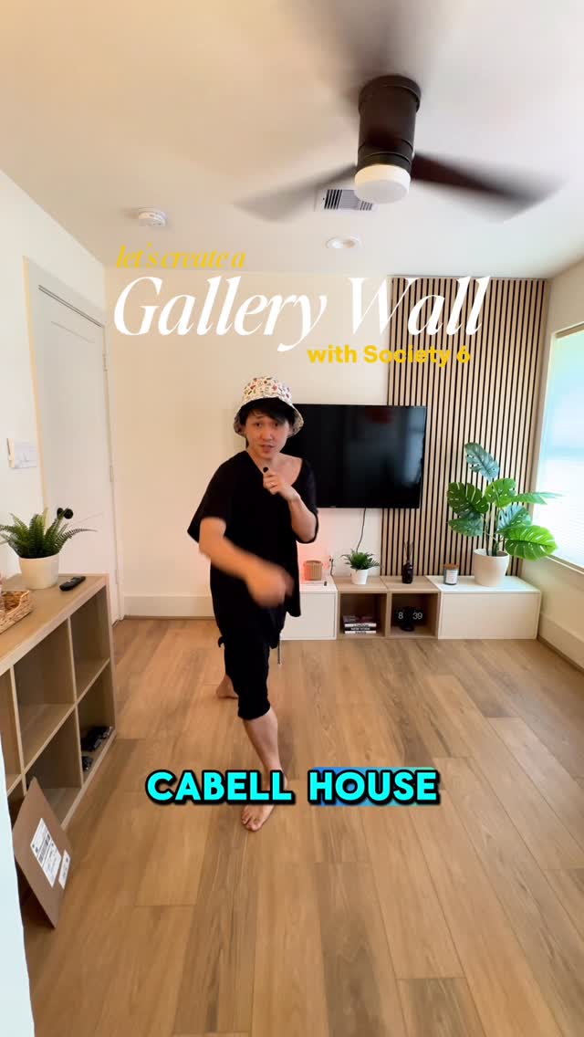 Instagram post by @cabellhouse for Society6. Caption reads: 🧘‍♀️ Blank walls? Not in this zen den. I gave my....