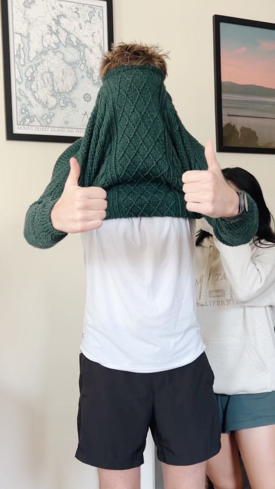 Instagram post by @pearly.mades for Knit Picks. Caption reads: BEAT THE BOYFRIEND CURSE!!! fixed Liam’s sweater....