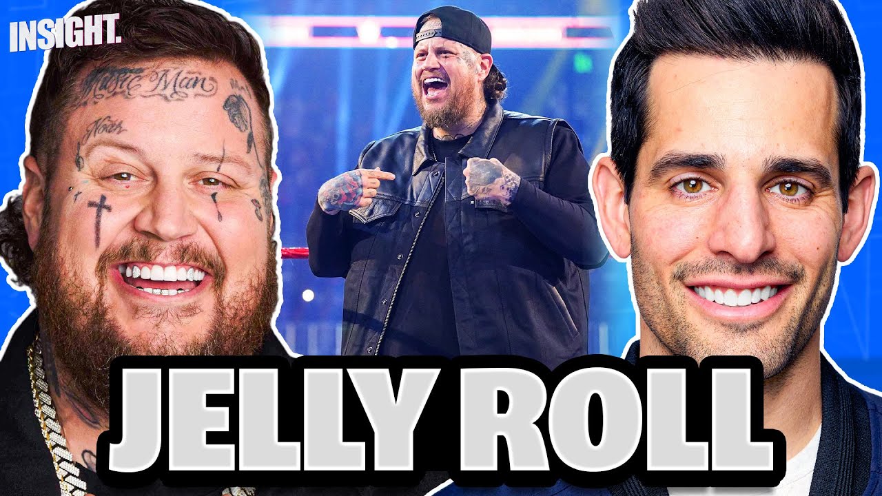 YouTube post by @ChrisVanVliet for BlueChew. Caption reads: Jelly Roll: 250lb Weight Loss, WWE SummerSlam....