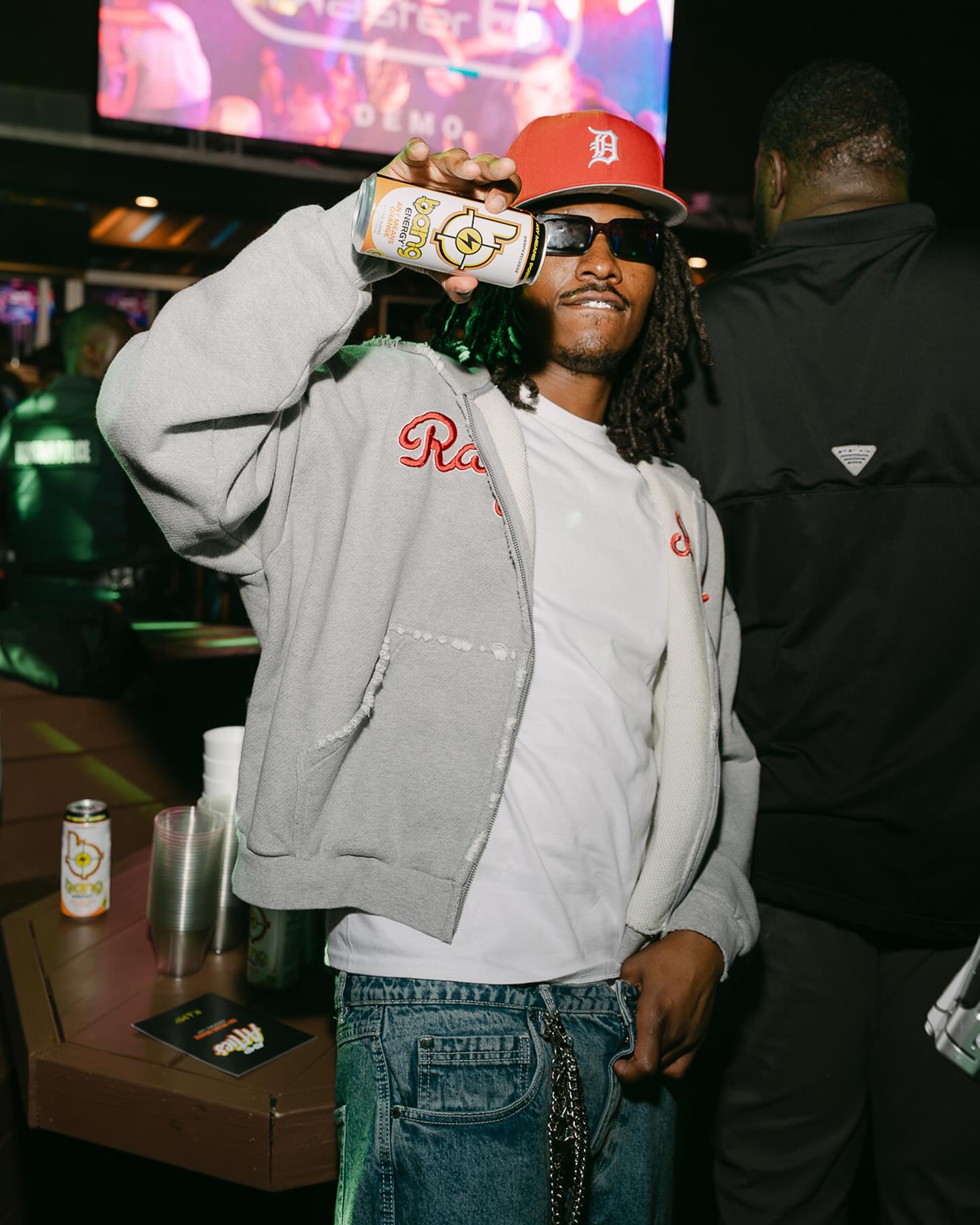 Instagram post by @ampexclusive for Bang Energy. Caption reads: ALWAYS A VIBE WHEN AMP POP OUT 🤞🏾.