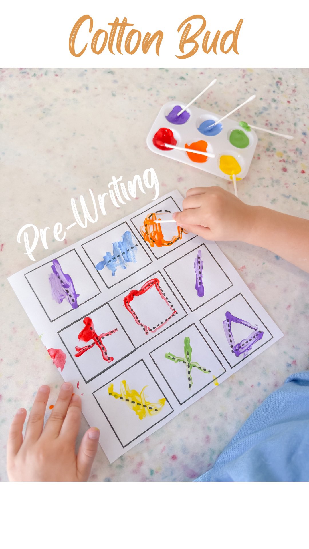 Instagram post by @playful.childhood for Officeworks. Caption reads: Before kids learn to write, they need to build the....