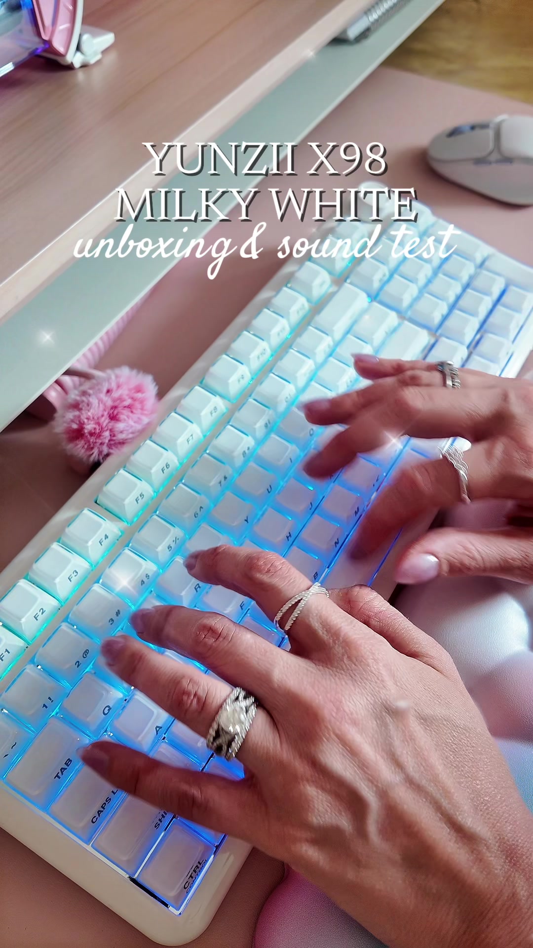 TikTok post by an influencer for YUNZII. Caption reads: [...] incredible keyboard from @YUNZII KEYBOARD....