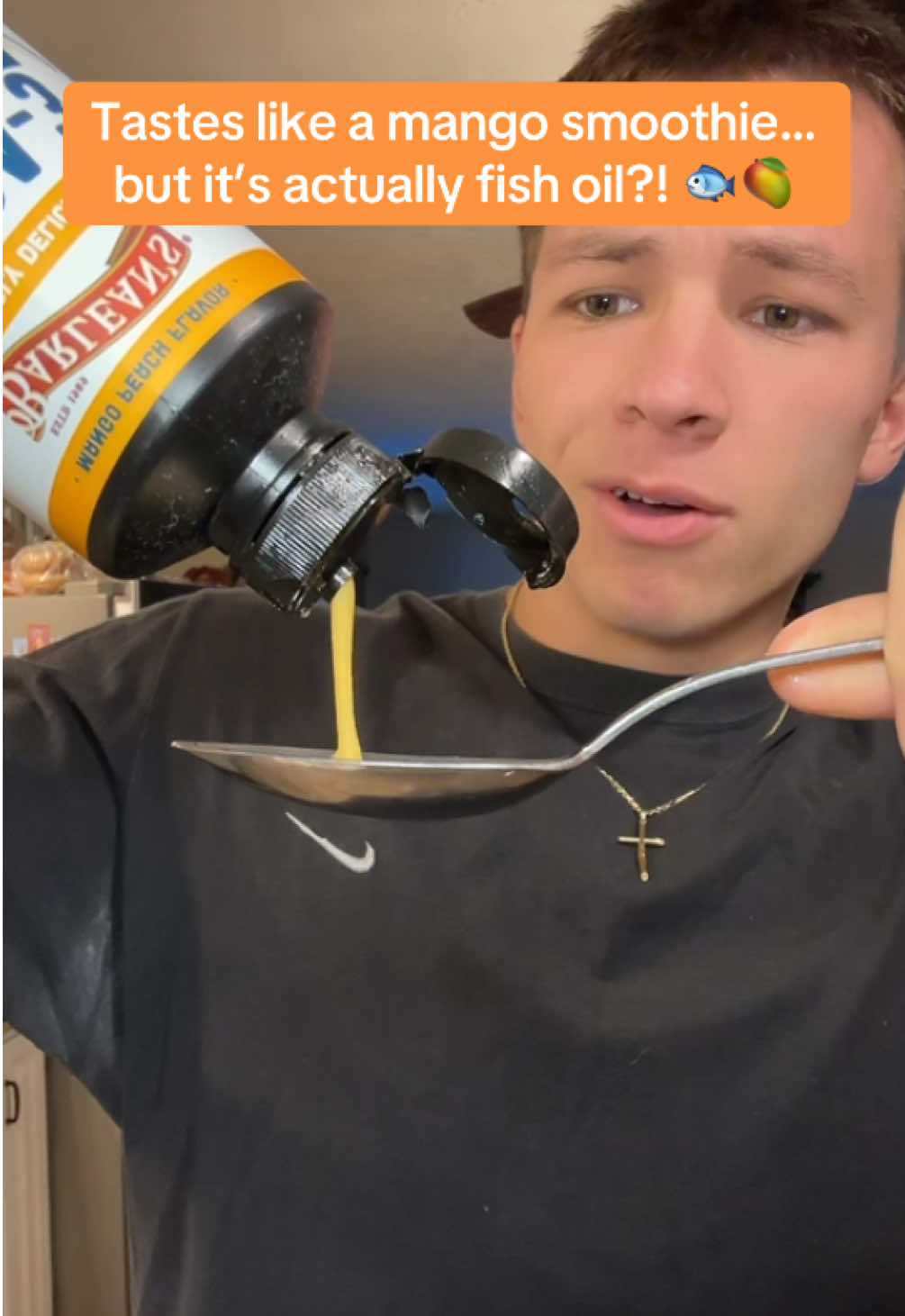 TikTok post by @shawn.plug for Barlean's. Caption reads: You’d never guess this is fish oil 👀 @Barlean's....