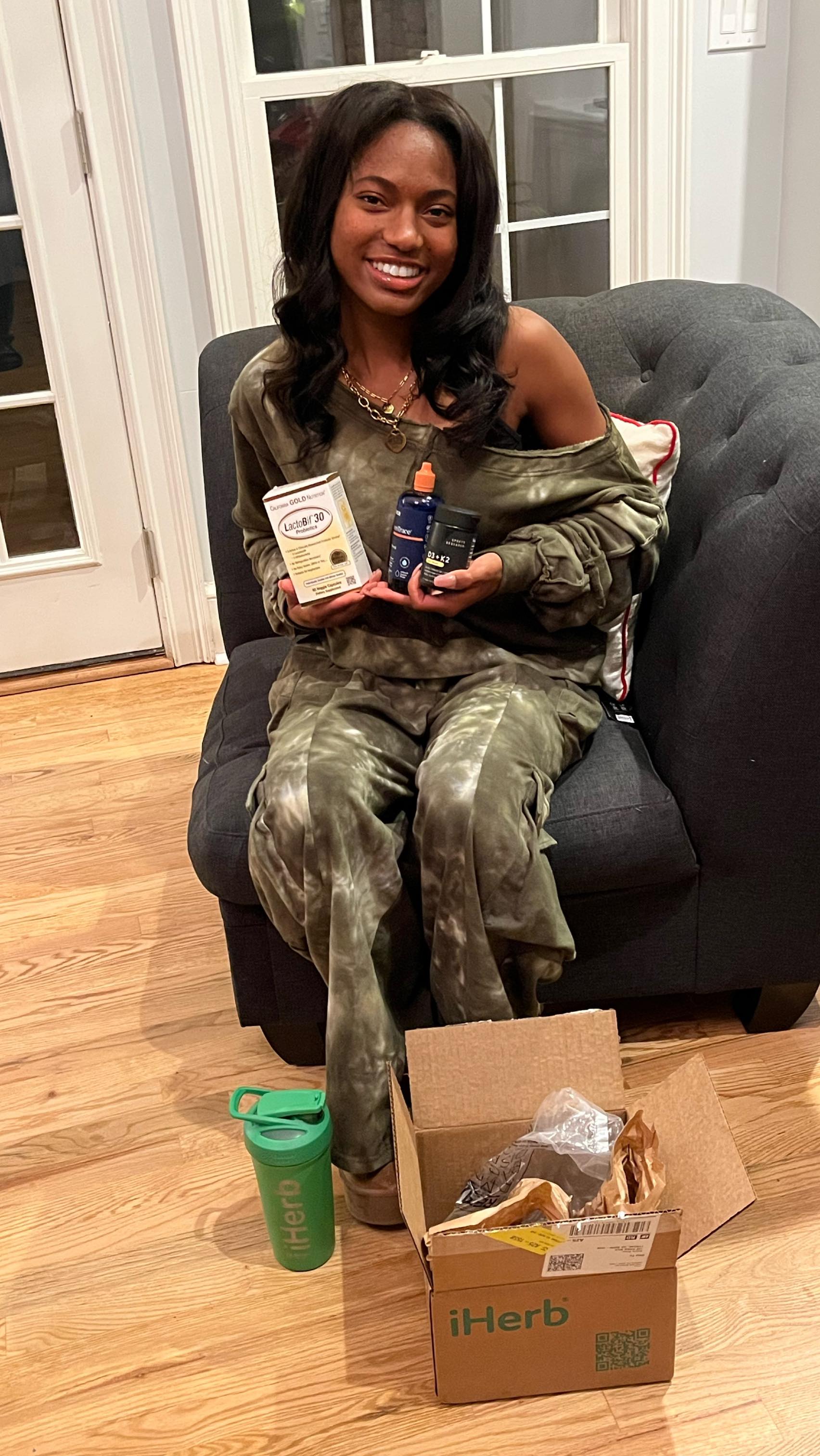 Instagram post by @kayla.r.osy for Trace Minerals. Caption reads: Wishing you a Happy New Year from iHerb and....