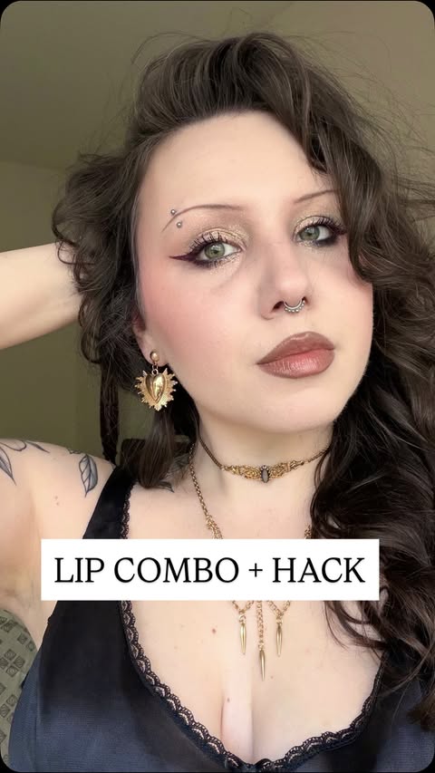 Instagram post by @halle.sparkles for about-face beauty. Caption reads: [...] lip liner “stormy”* @aboutfacebeauty light....