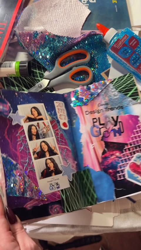 Instagram post by @madischwetzz for Canva. Caption reads: Junk journal with me - at the Canva Design Trends....