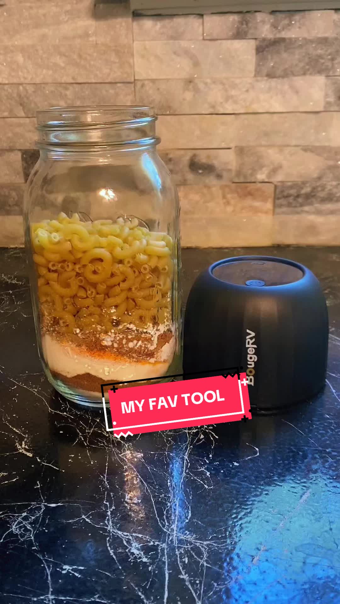 TikTok post by @madmealsinajar for BougeRV. Caption reads: [...] to use for my meal in a jar videos! @BougeRV....