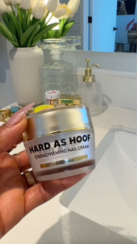 Instagram post by @taliyah.joelle for Onyx Brands. Caption reads: [...] and Hard as Hoof Nail Cream from @onyxbrands....