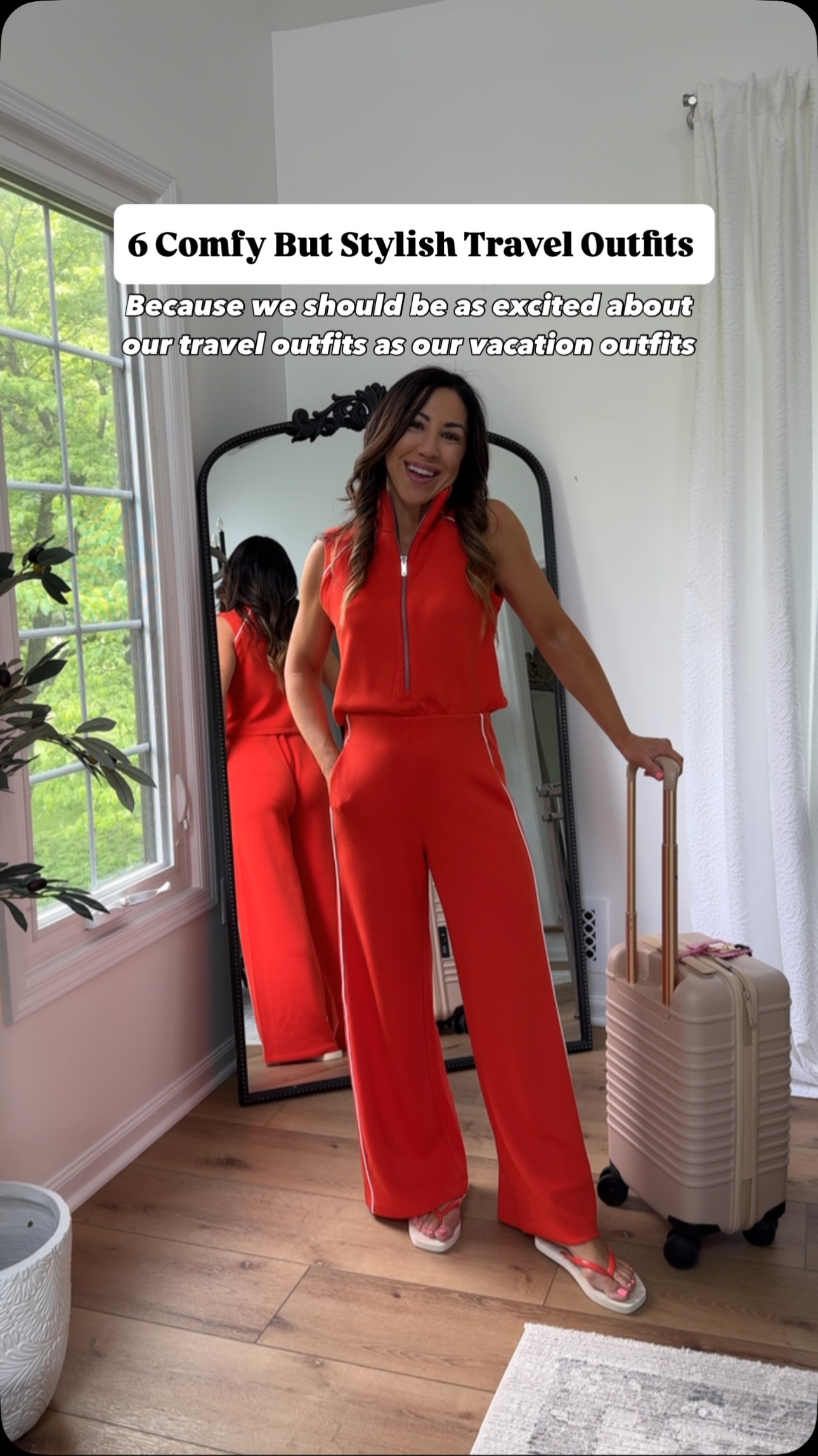 Instagram post by @houseofleoblog for SPANX. Caption reads: [...] 6 travel outfits from @spanx that are all....