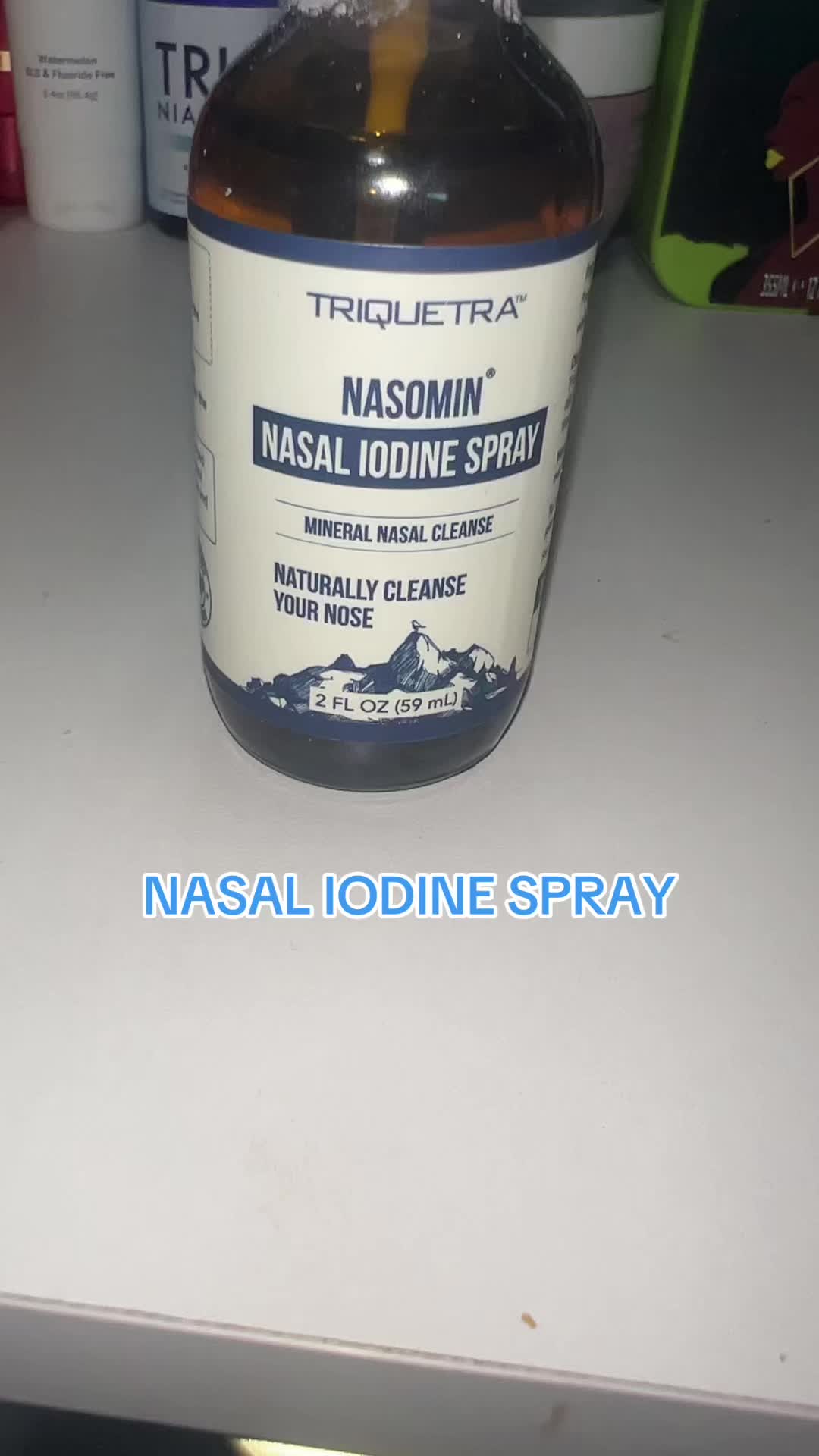 TikTok post by @crystalmassie36 for Triquetra Health. Caption reads: #nasaliodinespray #triquetra @Triquetra.