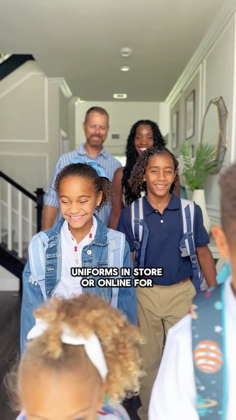 Instagram post by @thebutanfam for The Children's Place. Caption reads: As you guys know, my kids have to wear uniforms to....
