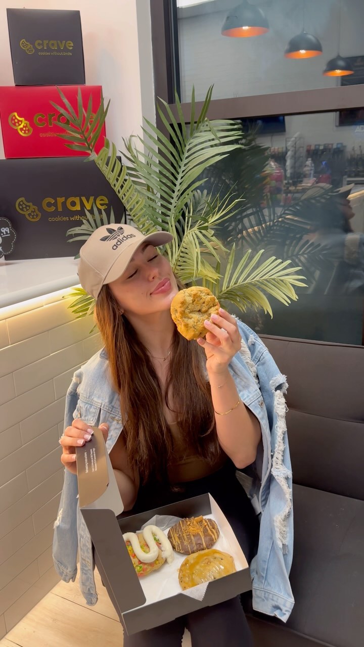 Instagram post by @paige.tayy for Crave Cookies. Caption reads: Sweet Treat....