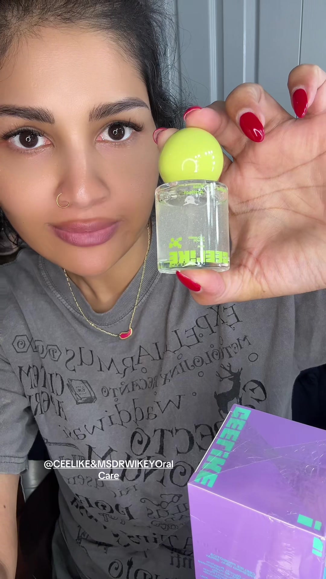 TikTok post by @makeuplaveena for CEELIKE & MSDRWIKEY Oral Care. Caption reads: @CEELIKE & MSDRWIKEY Oral Care Probiotic Mouth....