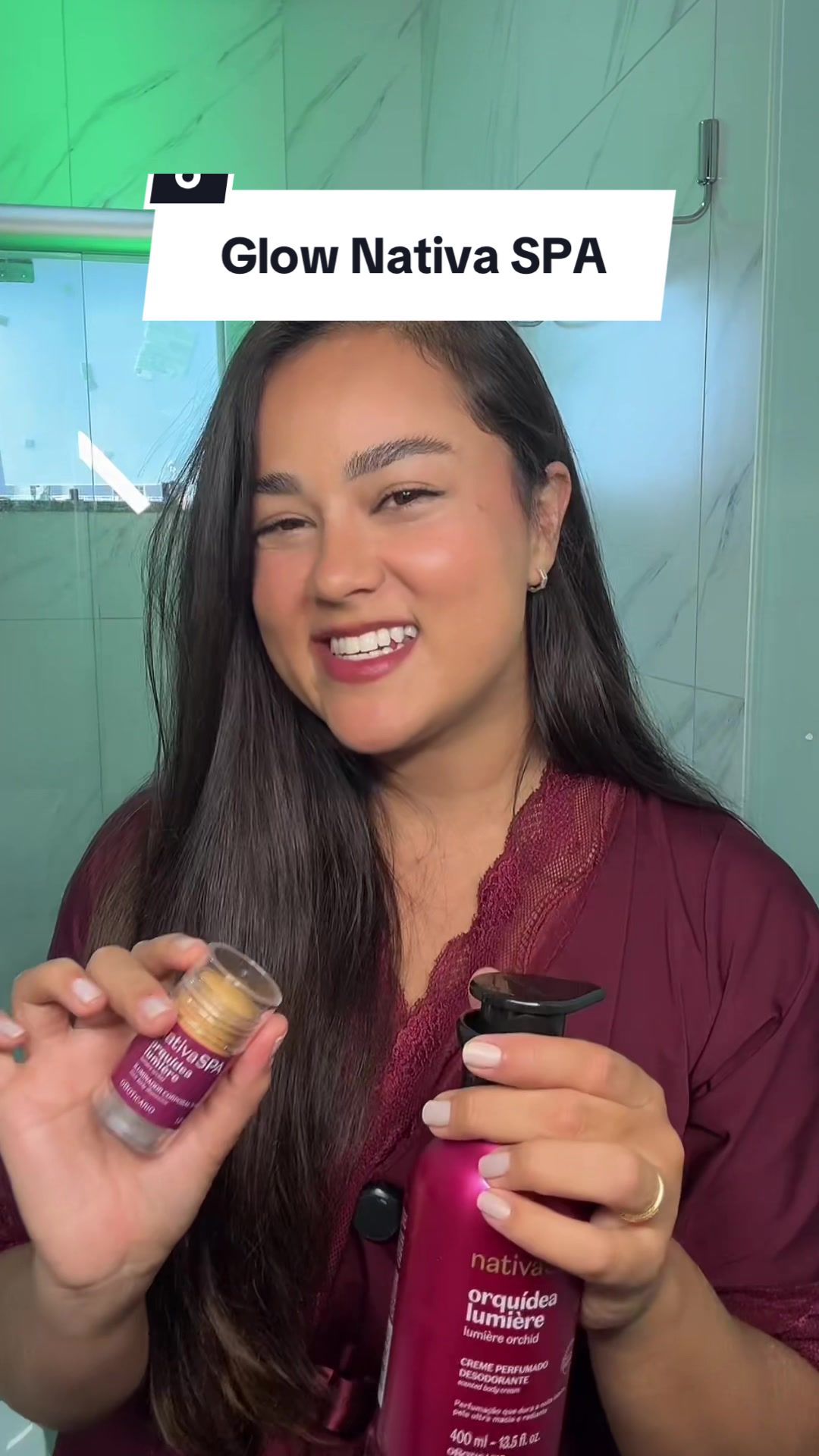 TikTok post by @liviacostaro for O Boticário. Caption reads: @O Boticário #GlowNativaSPA .