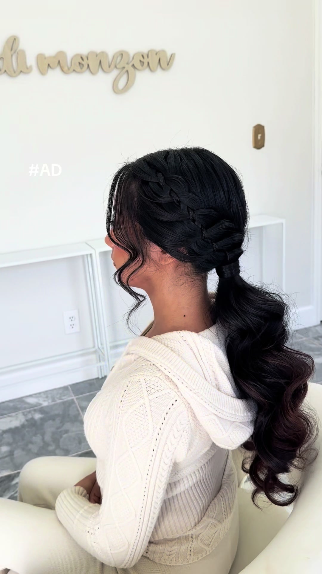 TikTok post by @sandimonzon for Bio Ionic. Caption reads: [...] 1” inch long barrel curling iron by @Bio....