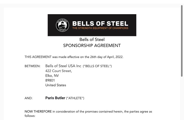 Instagram post by @bald_omni_man for Bells of Steel. Caption reads: [...] a long time, so to be sponsored by....