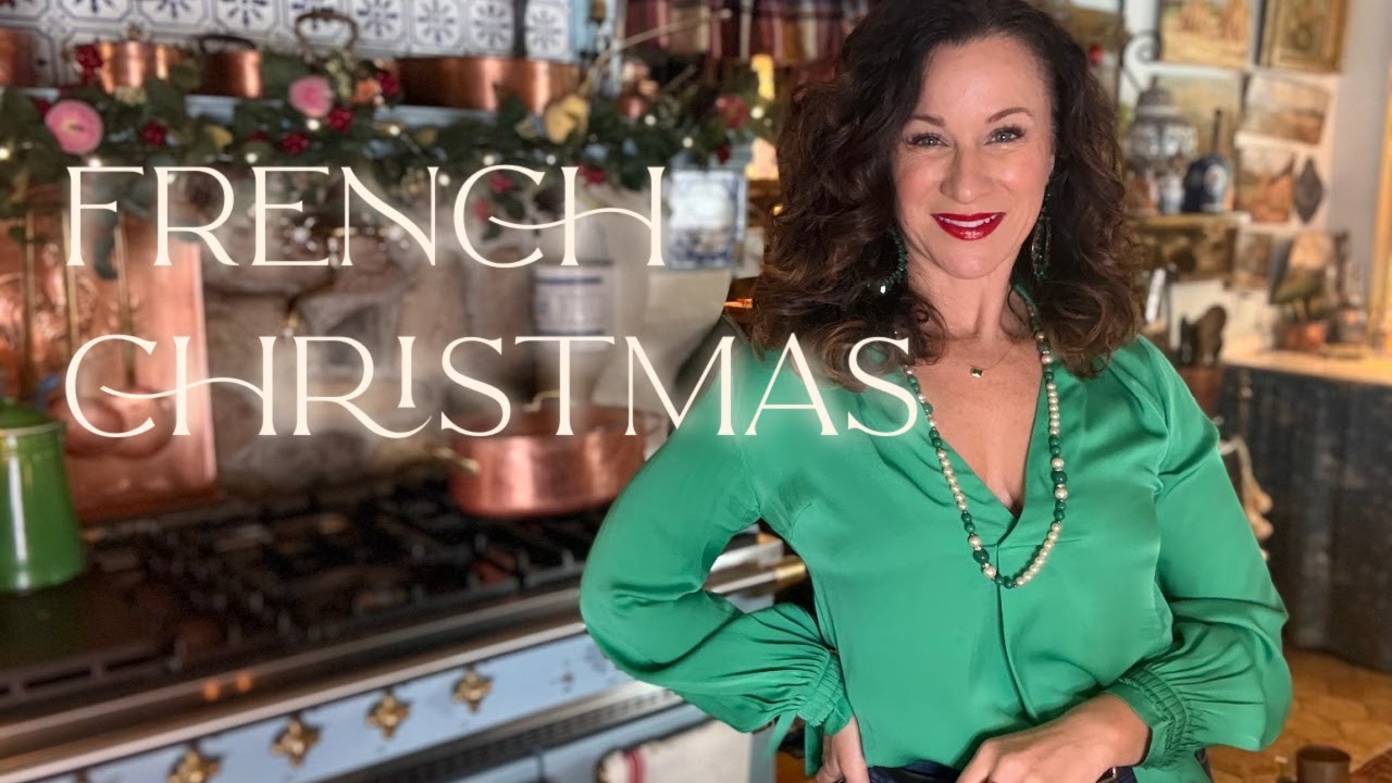 YouTube post by @ParisienneFarmgirl for FOREO. Caption reads: French Farmhouse Christmas Home Tour 2025 | Cozy....