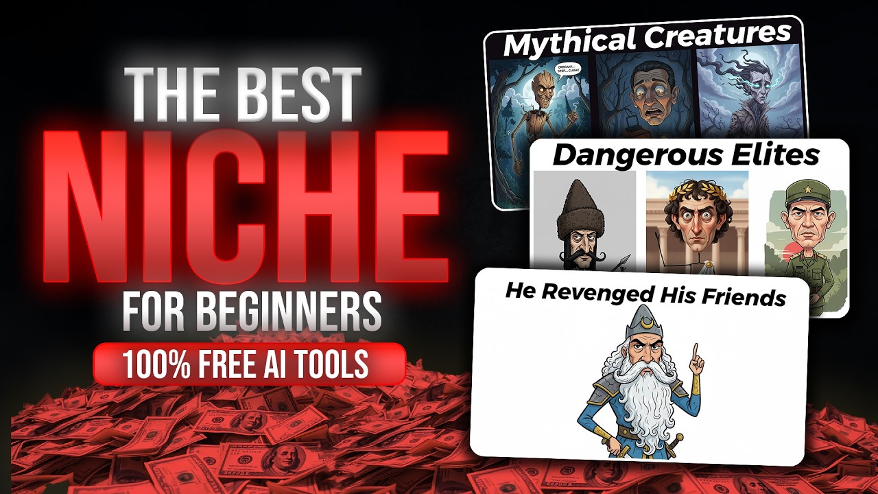 YouTube post by @GrowWithKaz for ElevenLabs. Caption reads: Most VIRAL Niche For Beginners | NO Paid tool....