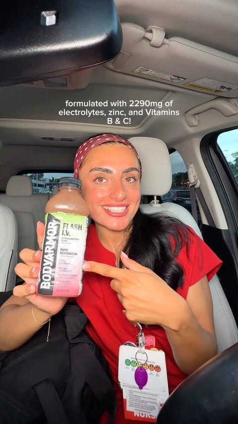 Instagram post by @tinapedsnurse for BODYARMOR. Caption reads: [...] use an IV ourselves lol give @drinkbodyarmor....