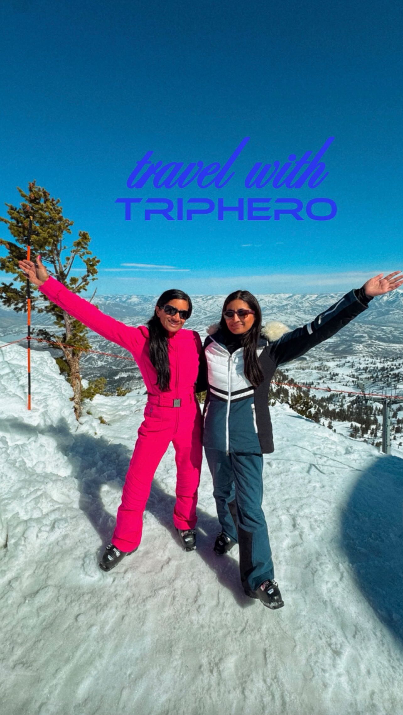 Instagram post by @twinspirationalparties for Sweaty Betty. Caption reads: #ad We’ll never drag skis through an airport....