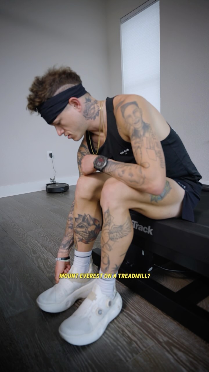 Instagram post by @mattjohnson__ for NordicTrack. Caption reads: EVEREST ON A TREADMILL. 🏔️ 

8 HOURS 56 MINUTES.....