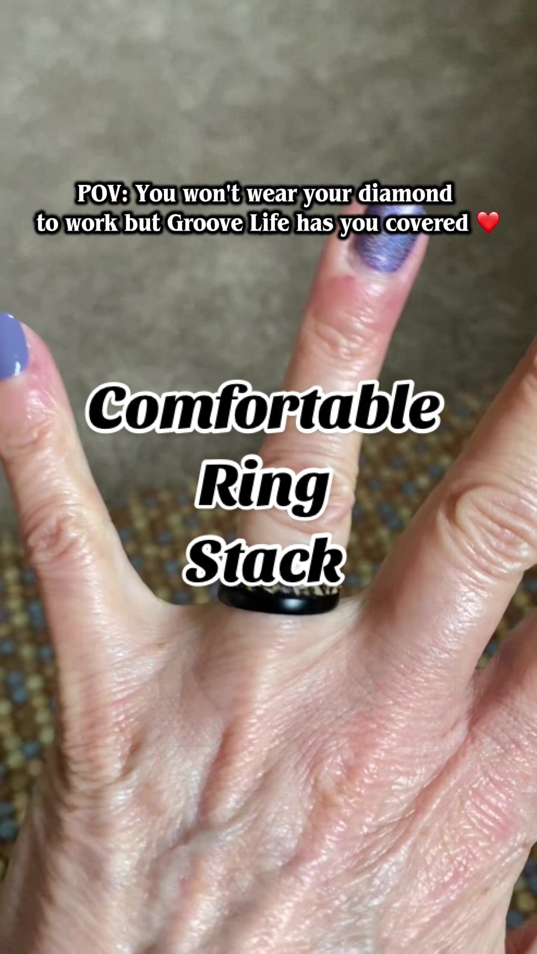 TikTok post by @mama5.finds for Groove Life. Caption reads: [...] #ringset #siliconerings @Groove Life.