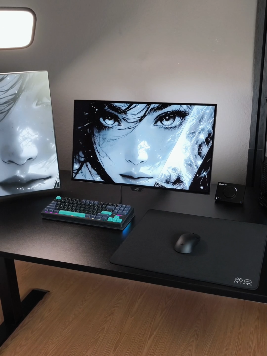 TikTok post by @technock2 for Aula. Caption reads: Ad / thx @Aula (the aula f 87) . . . ##desksetup....